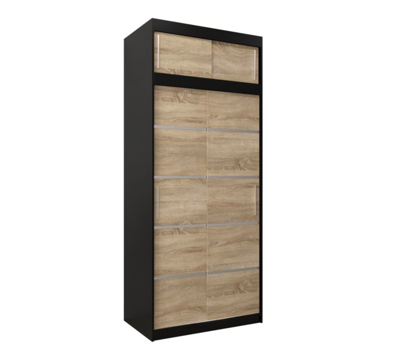 Szafa przesuwna Abiks Verona 1 100 czarny + sonoma z nadstawką 1 szt.