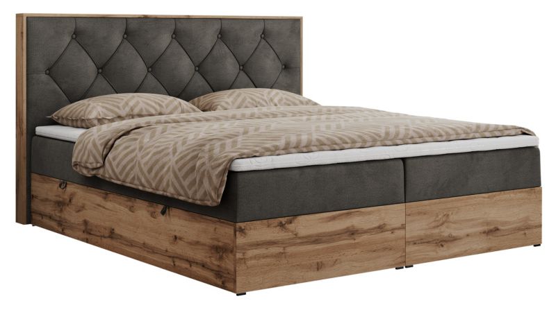 Łóżko kontynentalne MKS Meble VENETO 140x200 H4 ciemnoszary welwet 1szt.