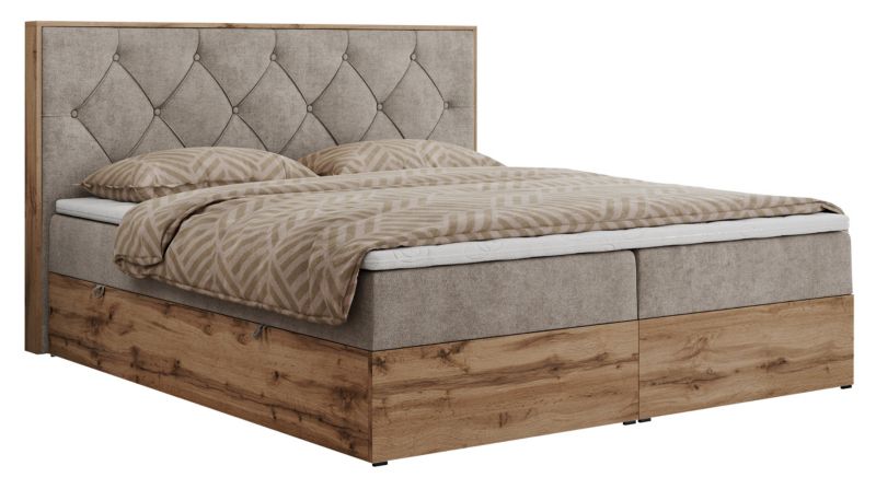 Łóżko kontynentalne MKS Meble VENETO 160x200 H3 beżowy struktura 1szt.