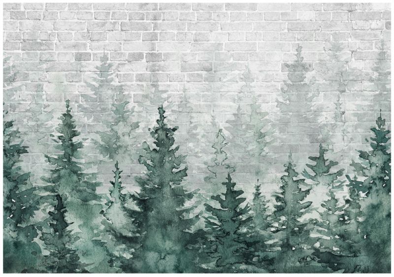 Fototapeta WALLARENA Do Sypialni Salonu Na Flizelinie Las Beton Drzewa Zielony 254x184 cm 16104V4 1 szt.