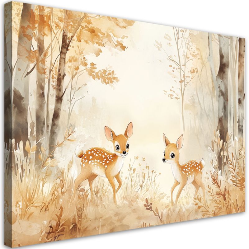 Obraz dla dzieci Feeby Jelonki Zwierzęta w lesie Beżowy 120x80cm 1szt
