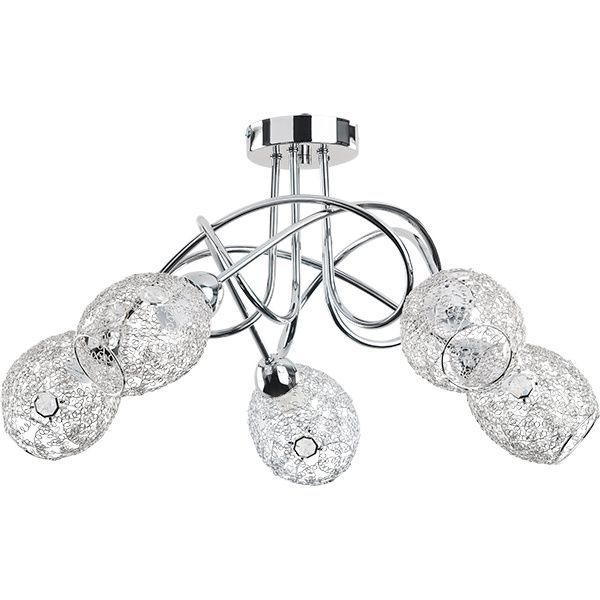 Lampa sufitowa wisząca Alfa Vera chromowana kryształowa 5xE14 x 10W 1 szt.