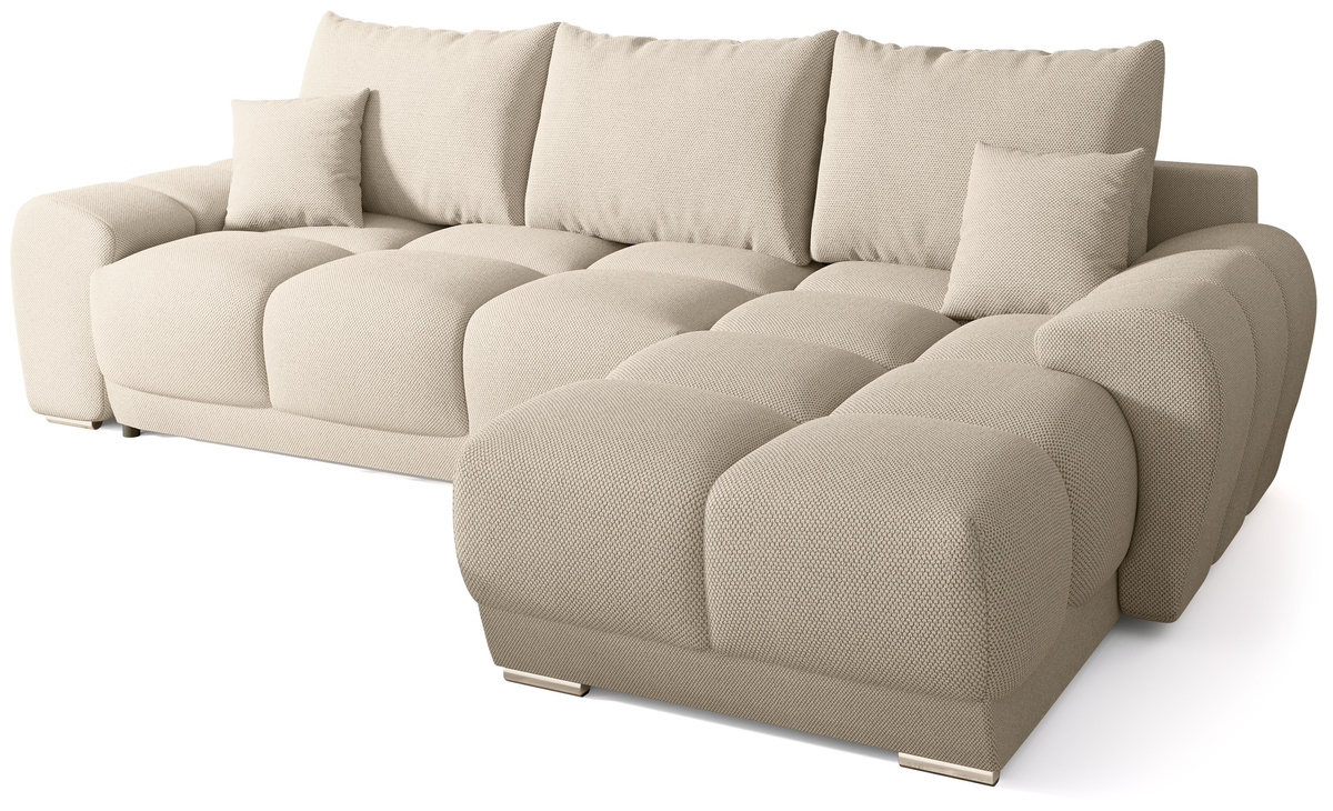 Beżowy narożnik rozkładany do salonu NUBES z funkcją spania