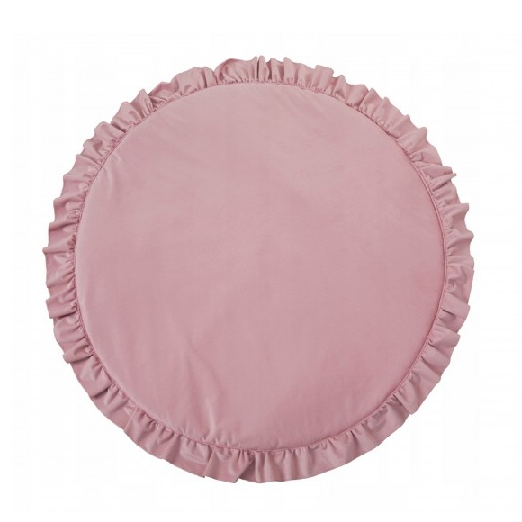 Mata do zabawy okrągła z falbanką velvet brudny róż BR