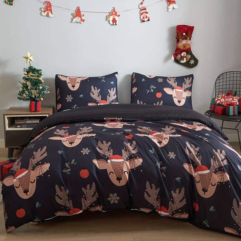 Pościel Świąteczna Renifery na granacie 140x200 cm BW