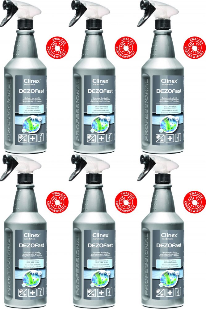 6x Preparat dezynfekująco-myjący Clinex Dezofast, antybakteryjny, dezynfekujący, 1l