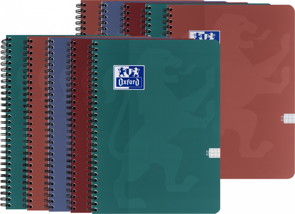 10x Kołonotatnik Oxford Touch Trend, A4, w kratkę, 100 kartek, okładka kartonowa, mix kolorów