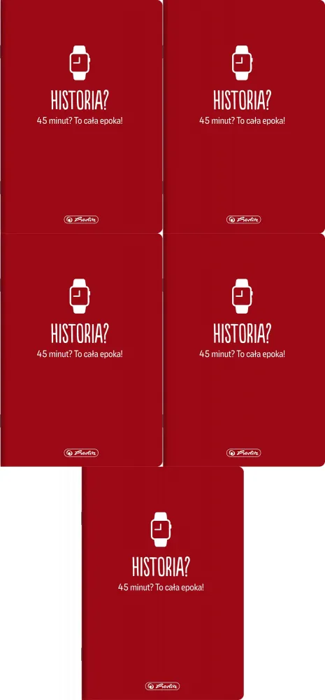 5x Zeszyt przedmiotowy w kratkę Herlitz Historia, A5, miękka oprawa, 60 kartek, czerwony ciemny