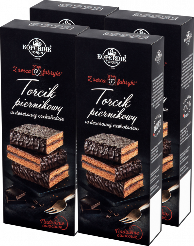 4x Torcik Piernikowy Kopernik Premium, owocowy w deserowej czekoladzie, 180g