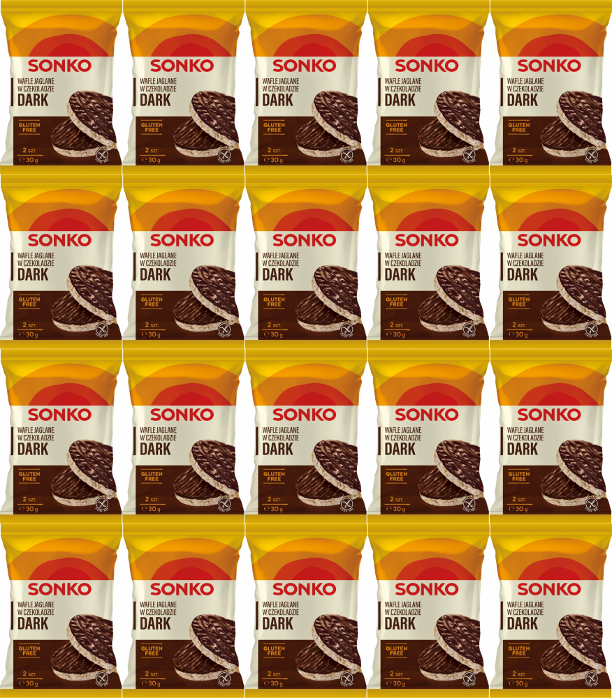 20x Wafle jaglane Sonko, w czekoladzie, 30g