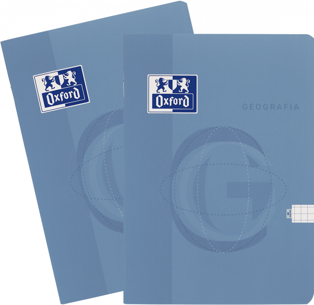 2x Zeszyt przedmiotowy w kratkę Oxford Geografia, A5, miękka oprawa, 60 kartek, jasnoniebieski