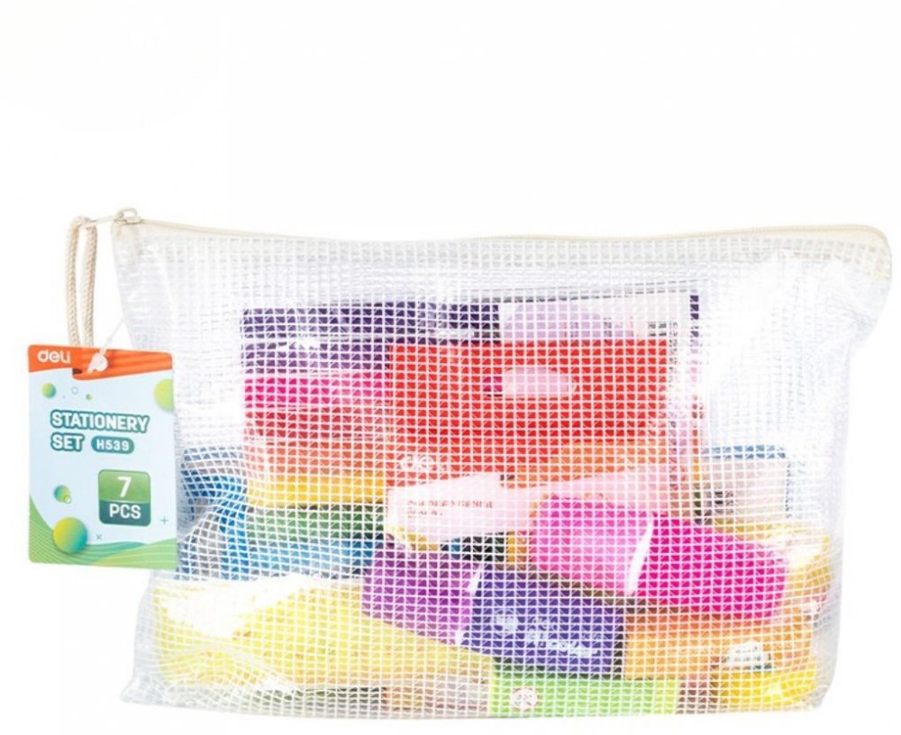 Zestaw szkolny w teczce na suwak Deli, 7 elementów