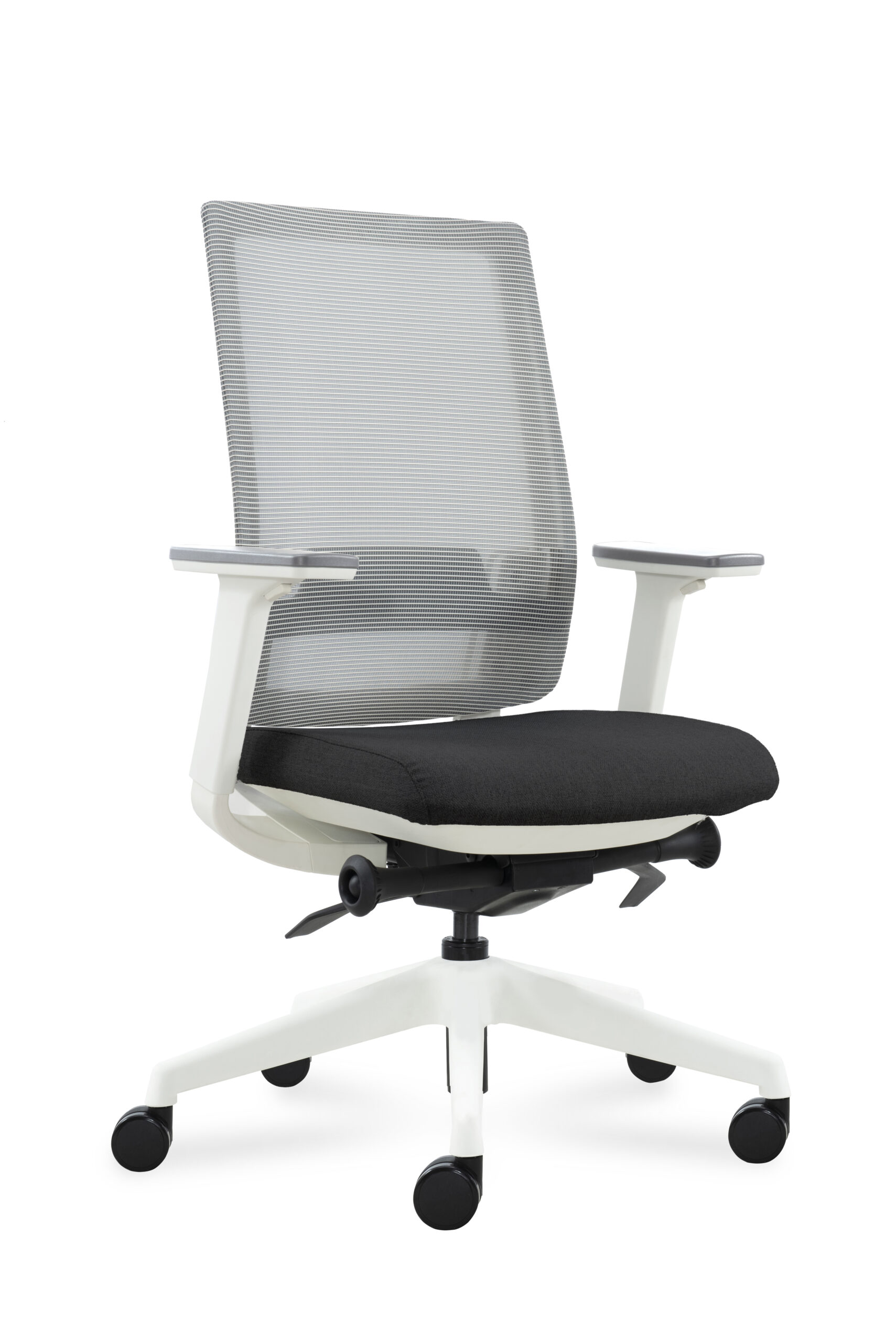 DEEO fotel biurowy biały, siatka/tkanina 5 kolorów (Stelaż: nylon, Kolor siedziska: VF-1 czarny)