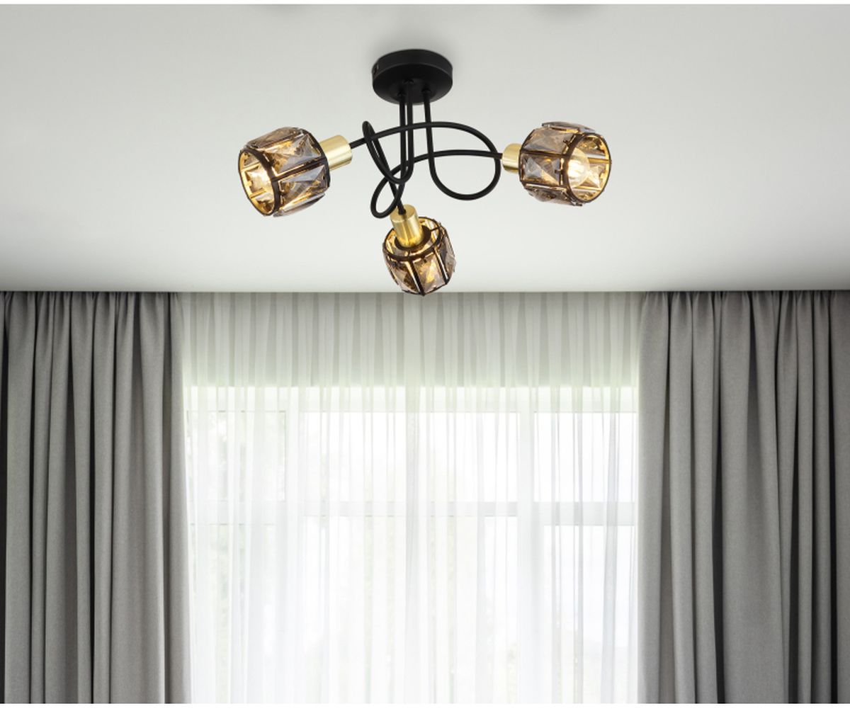 Globo Lighting Indiana lampa podsufitowa 3x40W czarny mat/złoty/przydymiony 54357-3B