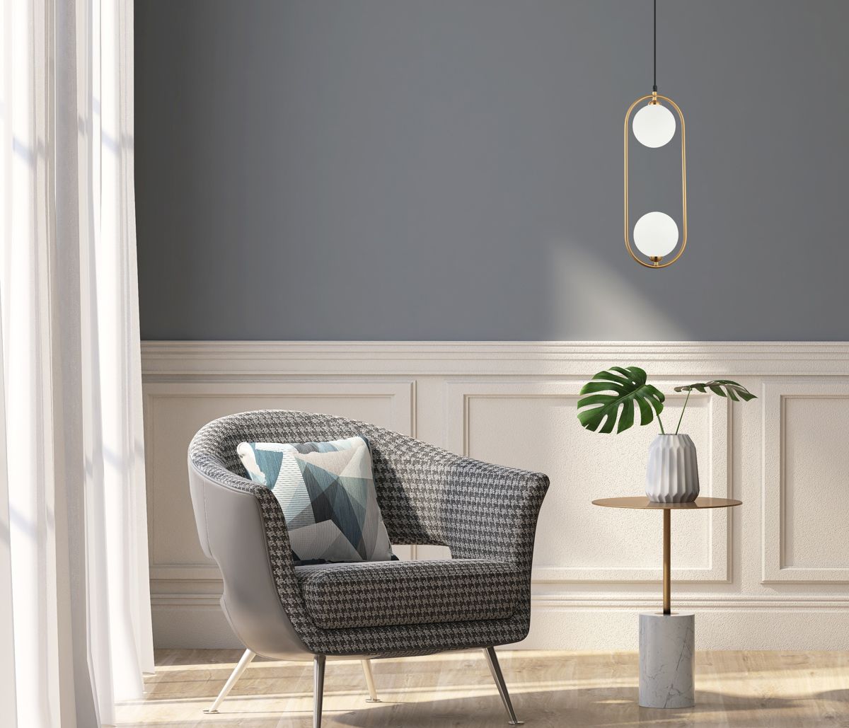 Italux Lupus lampa wisząca 2x25 W czarna-brązowa PND-3965-2-BRO