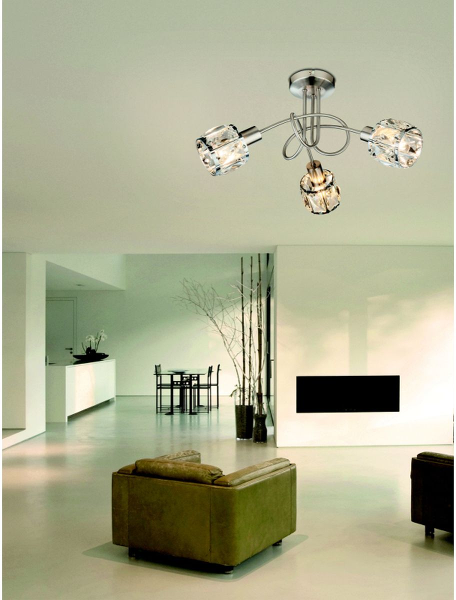 Globo Lighting Kris lampa podsufitowa 3x40W chrom/przezroczysty 54356-3 - Wysyłka w 24h