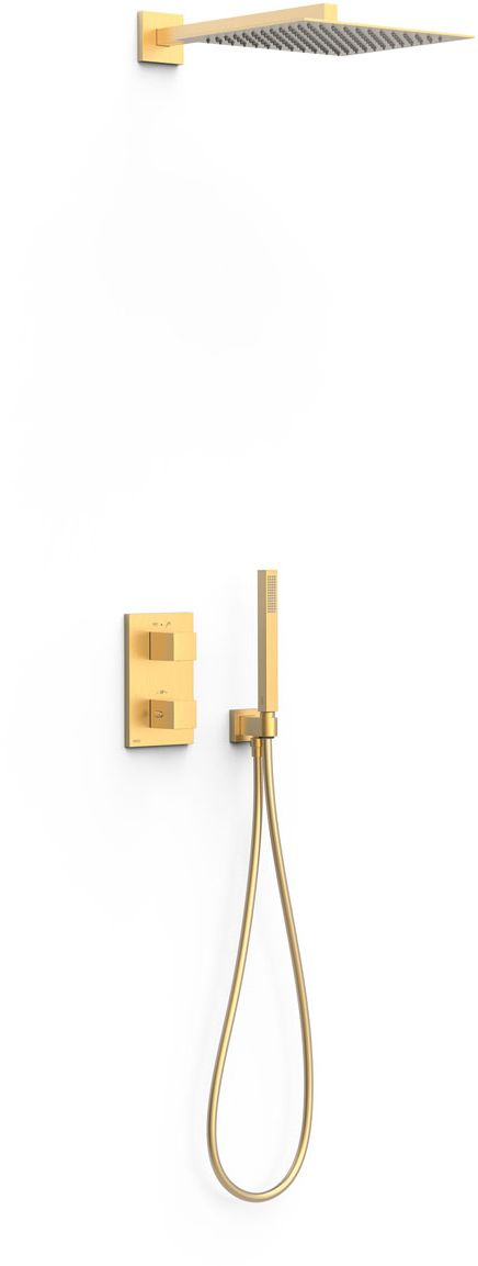Tres Therm-Box zestaw prysznicowy podtynkowy termostatyczny z deszczownicą złoty mat 24-K 00625004OM