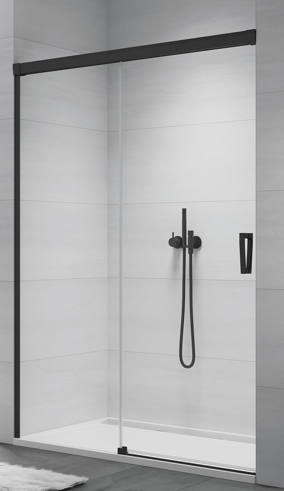 SanSwiss Cadura drzwi prysznicowe 130 cm lewe czarny mat/szkło przezroczyste CAS2G1300607