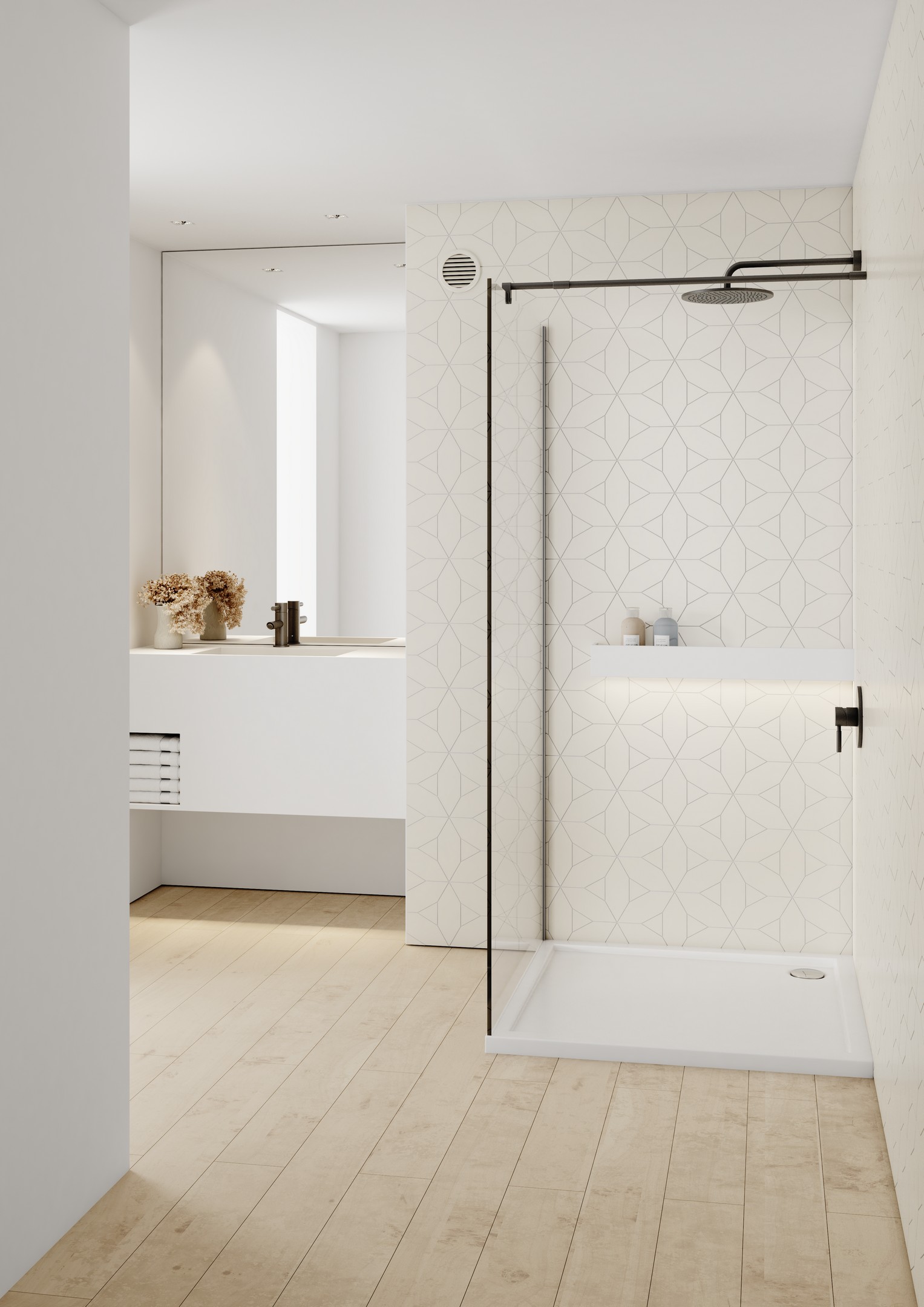 Schedline Sharper brodzik 90x90 cm pięciokątny biały 3S.S1PK-9090