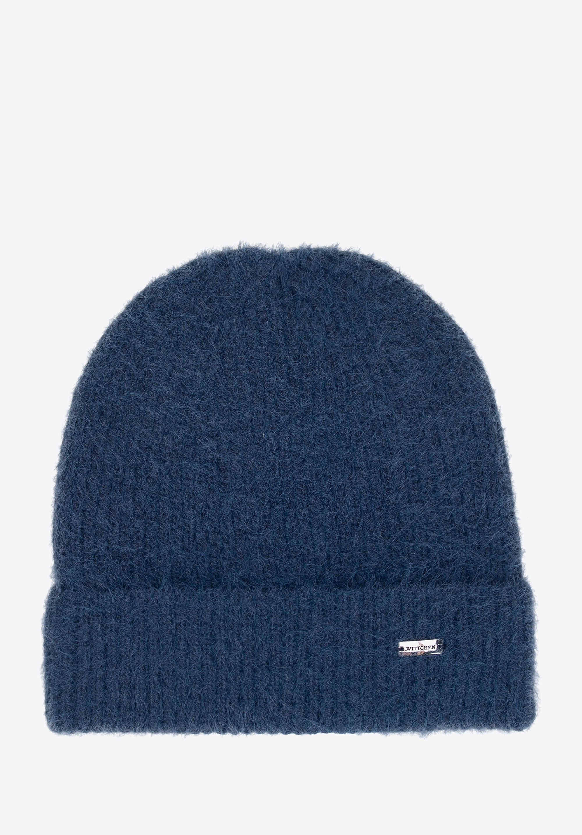 Czapka damska o puszystej fakturze granatowa