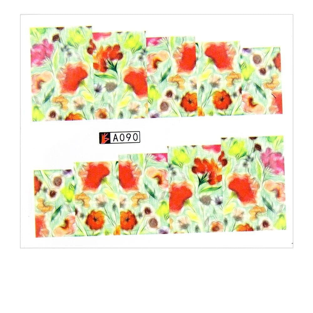 Naklejki wodne do paznokci arkusz 6,5 x 5,5 cm na 10 palców a Nr 090