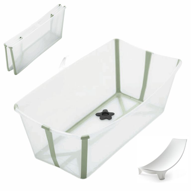 Stokke Flexi Bath Bundle - składana wanienka kąpielowa z wkładką dla noworodka-Transparent Green