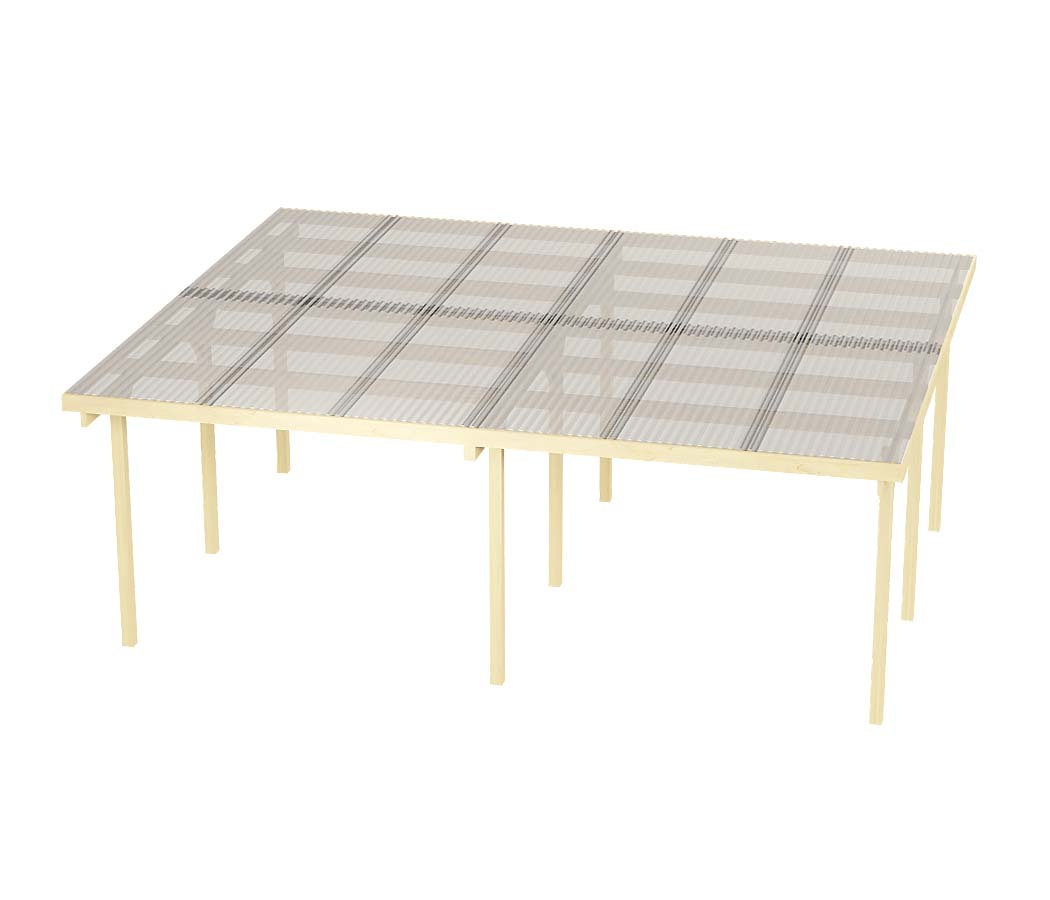 Wiata garażowa dwustanowiskowa Granit II 600 x 500 cm (Słupek 300cm) z dachem poliwęglanowym bezbarwnym