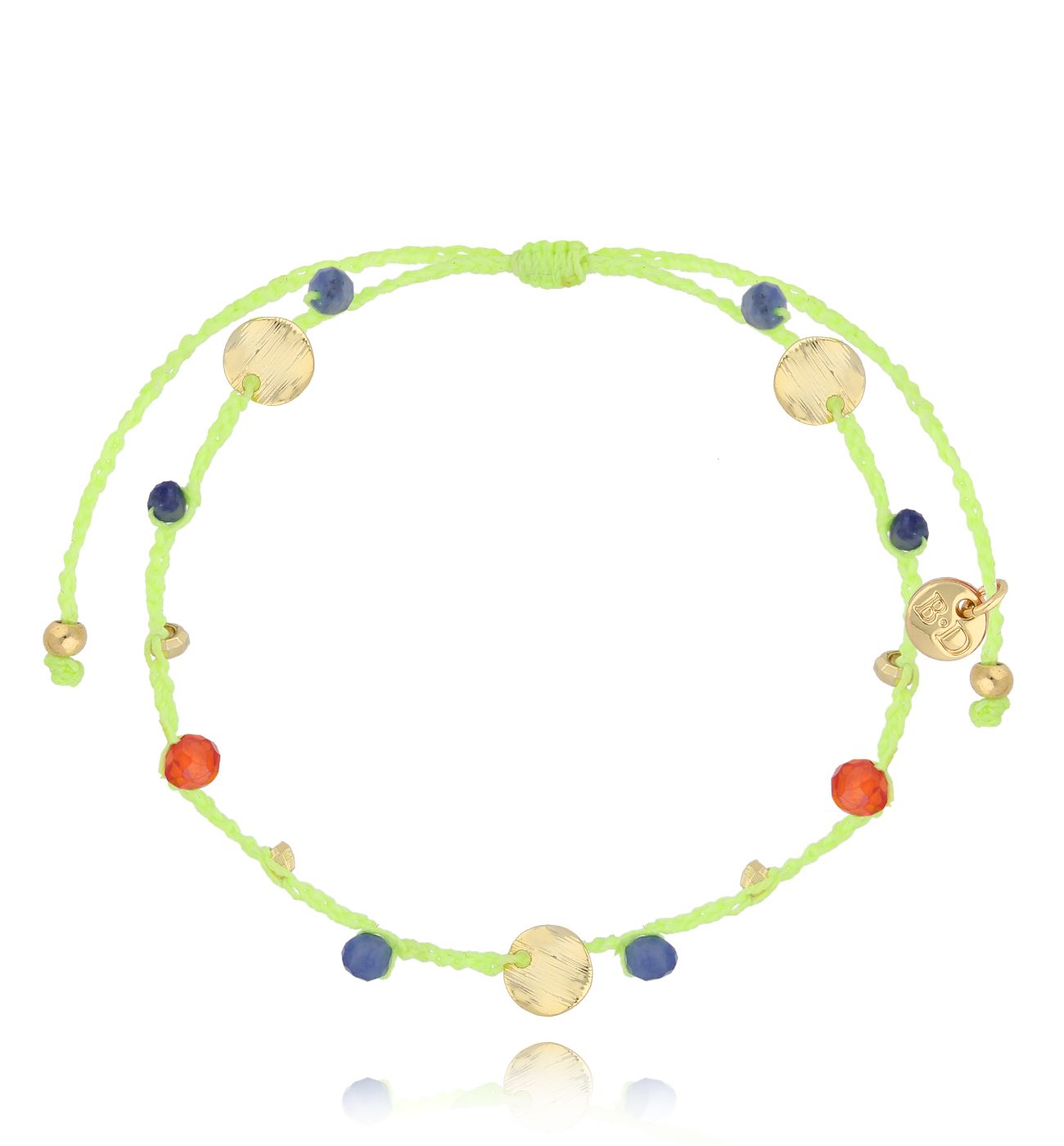 Bransoletka neonowa z kamieniami i sznurkiem Allegro - By Dziubeka