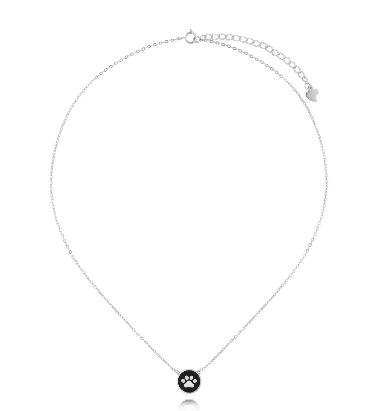 Naszyjnik srebrny z łapką i czarną emalią NCA0011