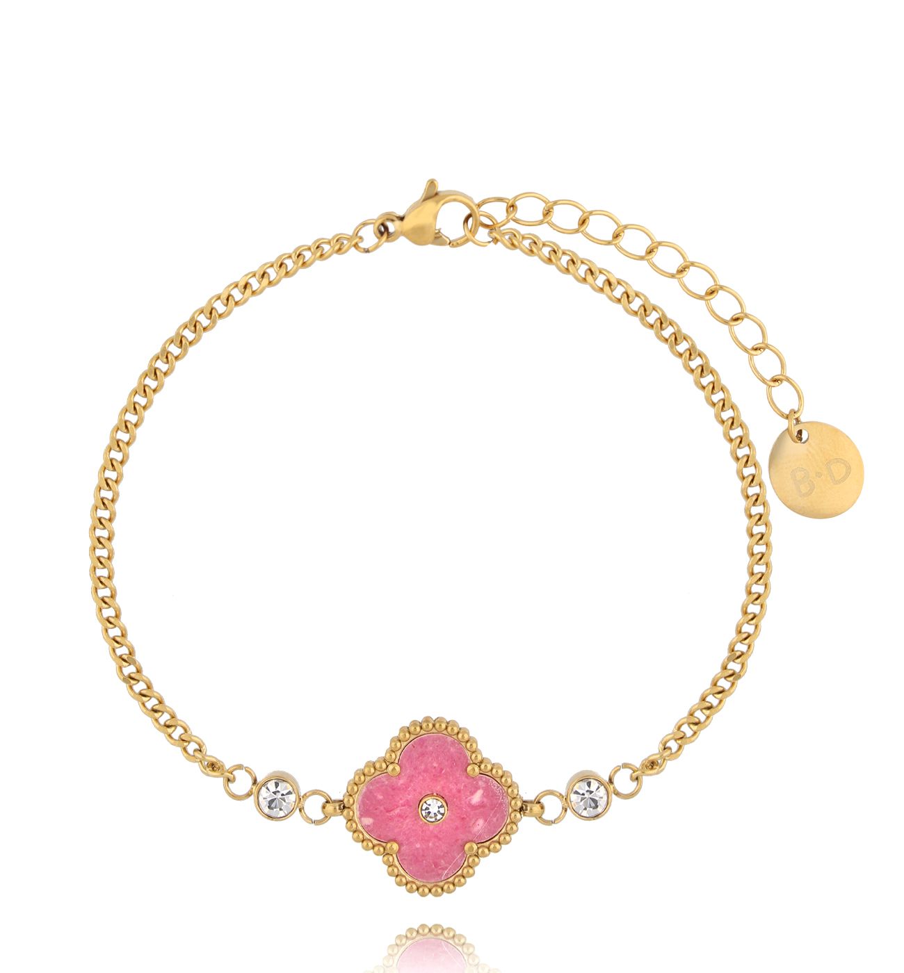 Bransoletka z różową koniczynką BSY0076 - By Dziubeka