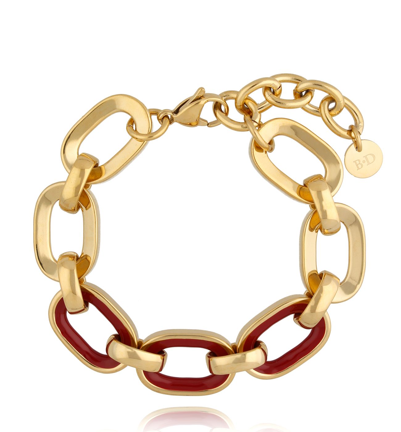 Bransoletka złota z bordową emalią Tamala BSA0375