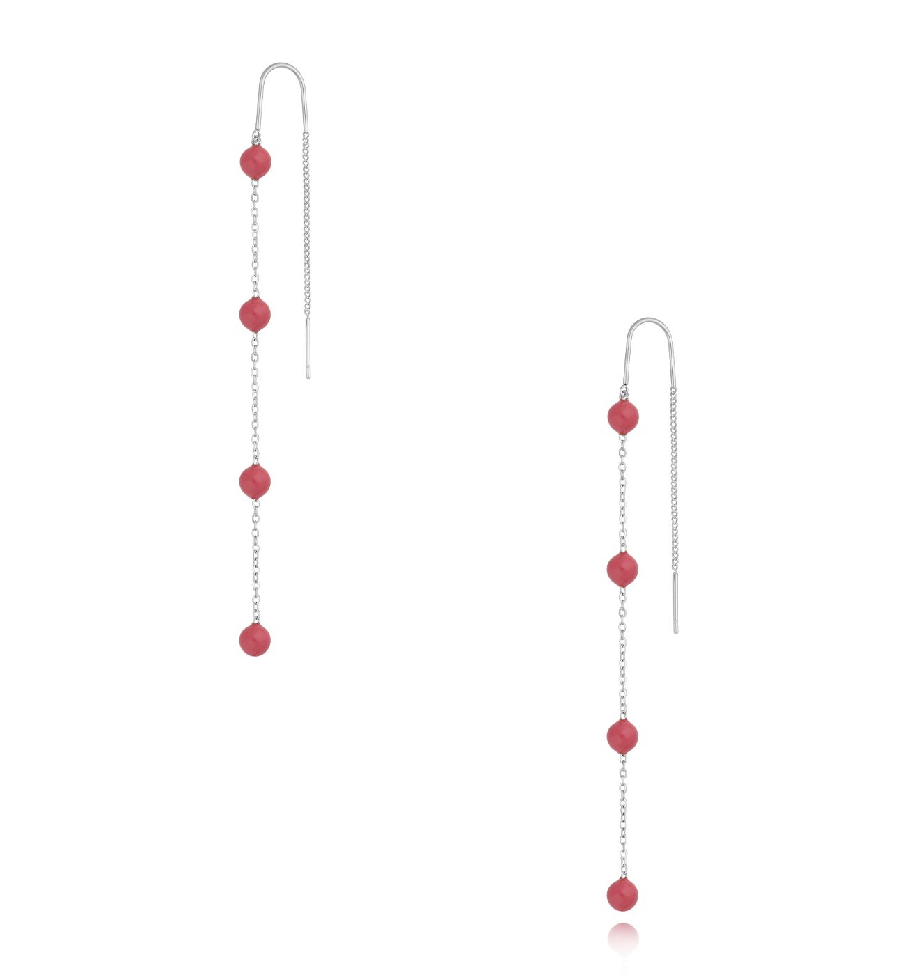 Kolczyki z kuleczkami z różową emalią Chillin - By Dziubeka