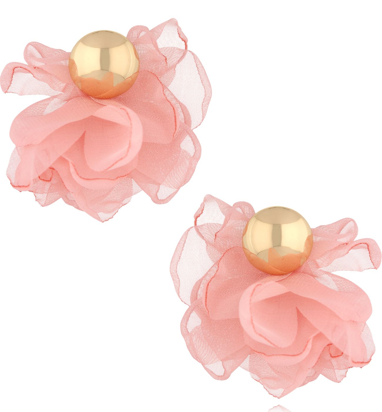 Kolczyki różowe z tkaniną KBL1937