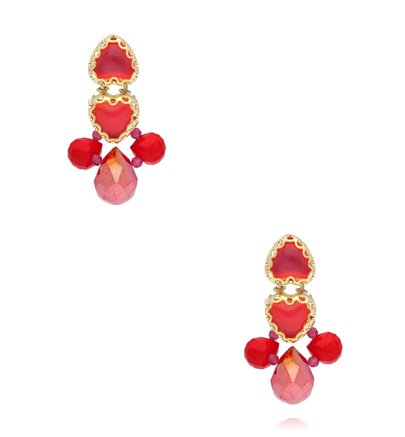 Kolczyki czerwone z kryształami KGA0033