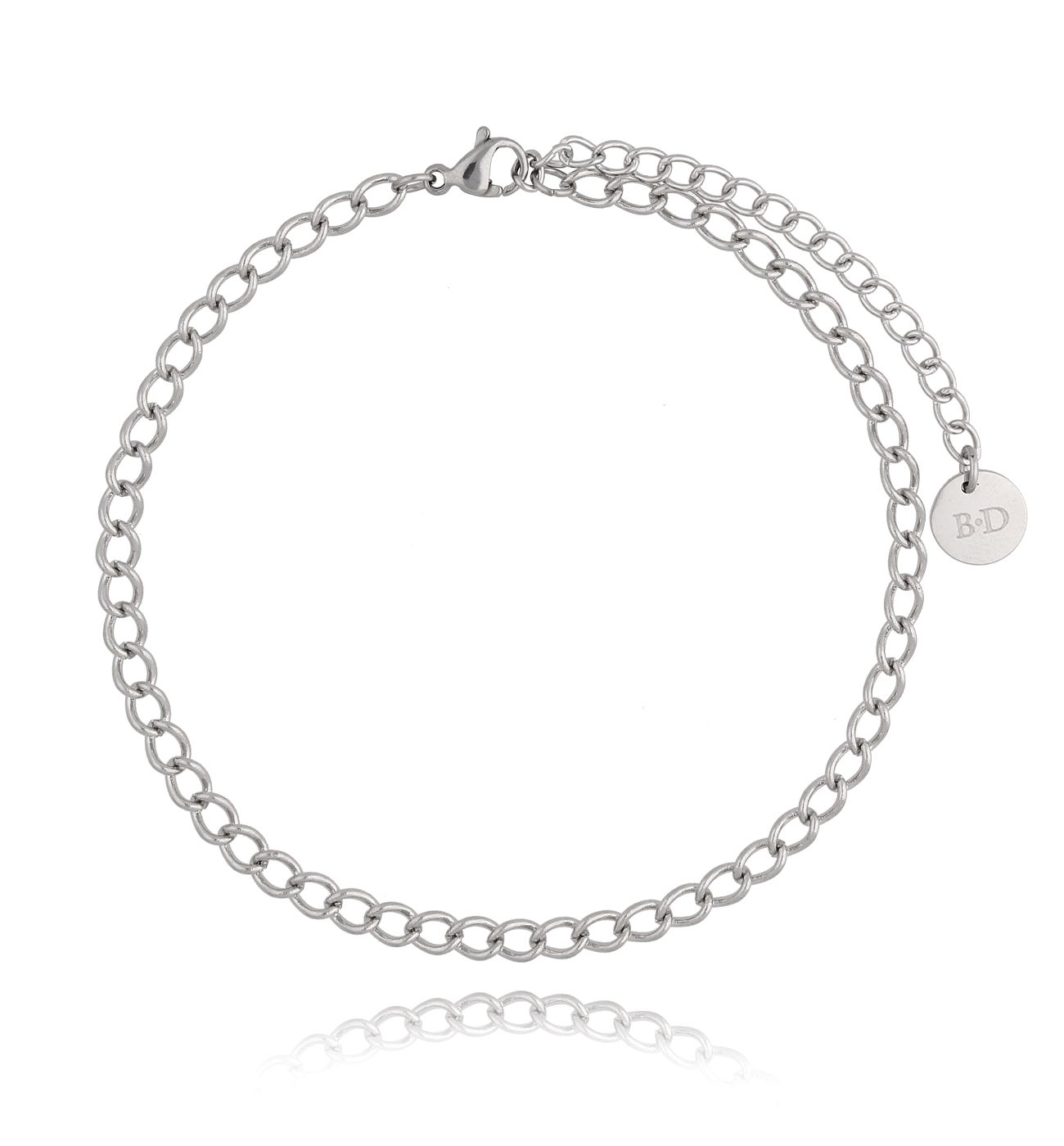 Bransoletka srebrna na nogę ze stali szlachetnej BNSA0001