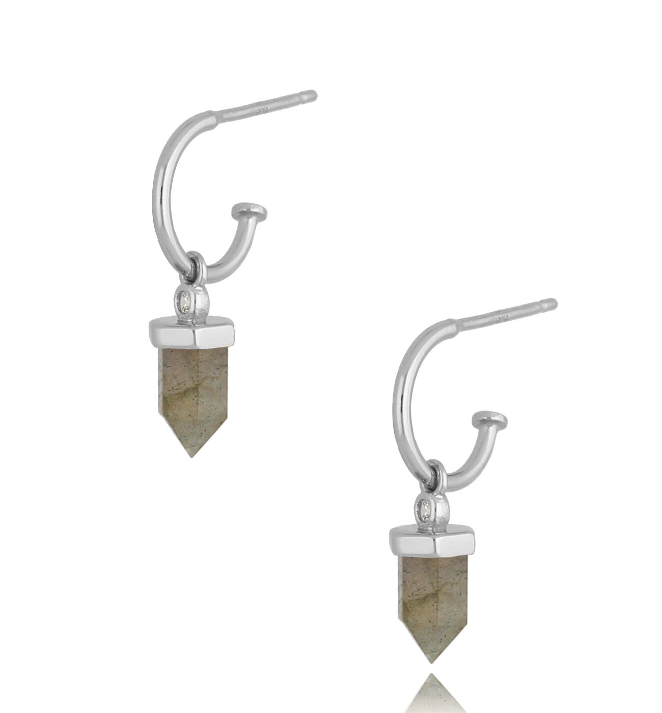 Kolczyki srebrne kółeczka z labradorytem INTUITION KGE0007