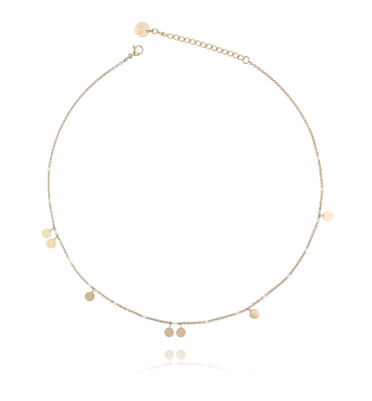 Naszyjnik złoty z dyskami ze stali szlachetnej NSA0057