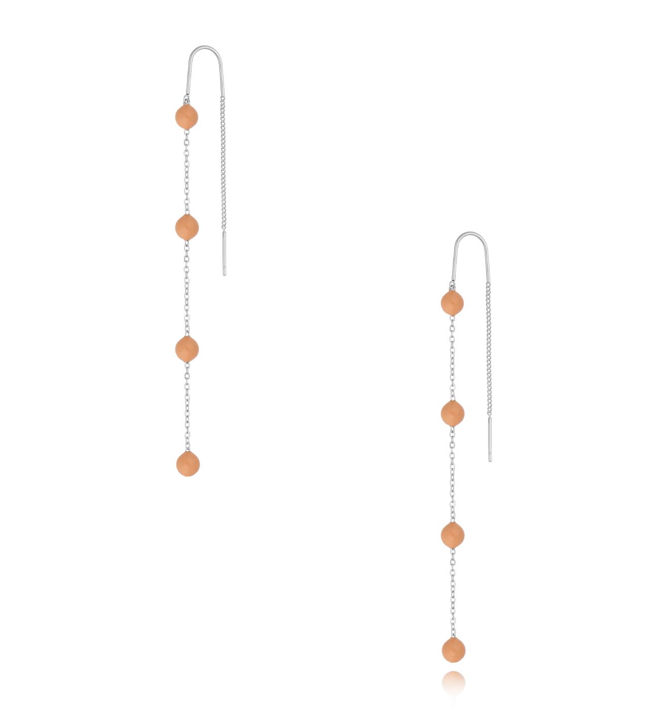 Kolczyki z kuleczkami z brzoskwiniową emalią Chillin - By Dziubeka