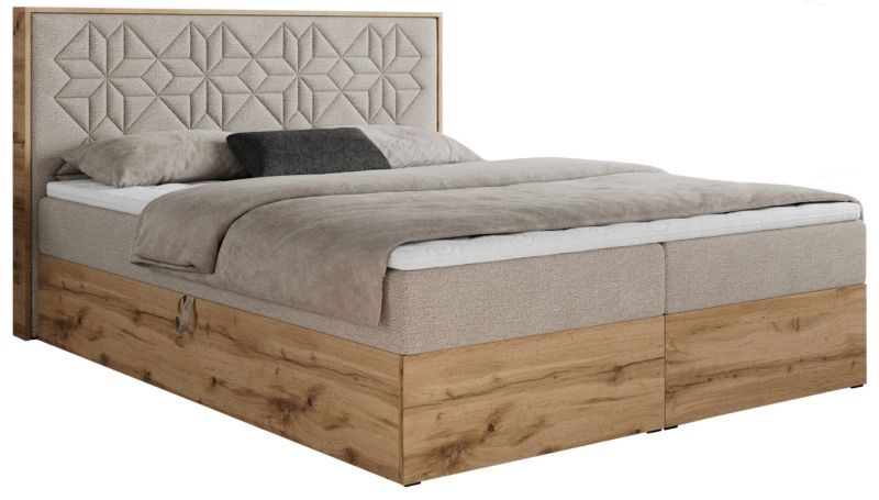 Łóżko kontynentalne MKS Meble NESSI 140x200 H3 Beżowy struktura 1szt