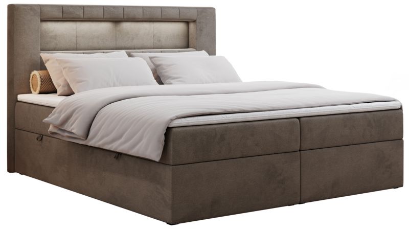 Łóżko kontynentalne MKS Meble GOLD 5 120x200 H4 Brązowy welvet 1szt.