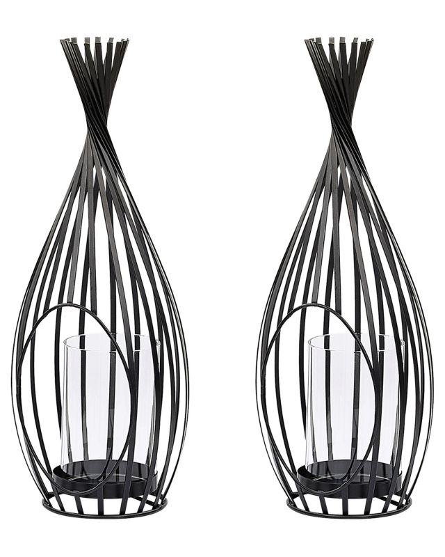 Zestaw 2 lampionów Lombok Metal 38 cm Czarny 1 par.