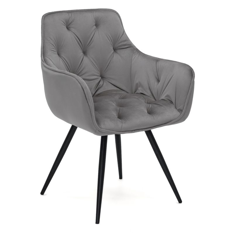 Krzesło obrotowe MebleMWM DC0084-3 welur szare nogi czarne 1 szt.