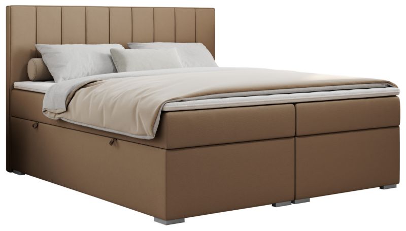 Łóżko kontynentalne MKS Meble ALLY 120x200 H4 brązowy ekoskóra 1szt.