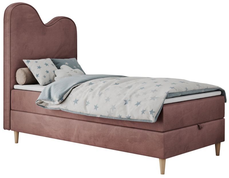 Łóżko młodzieżowe MKS Meble FLOW 90x180 H3 różowy welwet topper Visco 1szt.