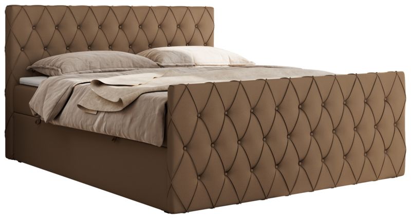 Łóżko kontynentalne MKS Meble MIREN DUO 120x200 H4 Brązowy ecoskóra 1szt.