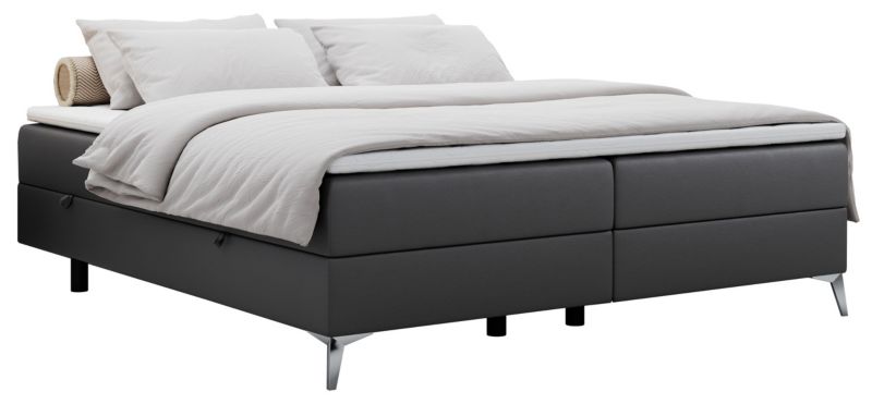 Łóżko kontynentalne MKS Meble LESS 200x200 H4 ciemnoszary ekoskóra 1szt.