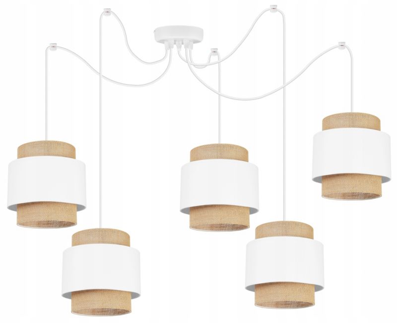 Lampa sufitowa wisząca Light Home LH Boho Juta 5x E27 60W biały 1szt.