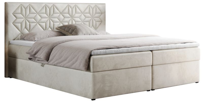 Łóżko kontynentalne MKS Meble LEILA 200x200 H3 Beżowy welvet 1szt.