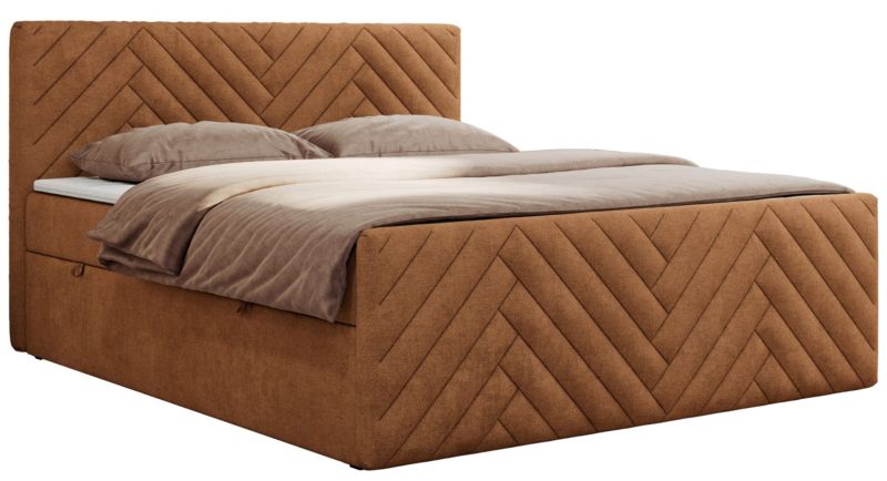 Łóżko kontynentalne MKS Meble PARIS DUO 200x200 H4 Pomarańczowy struktura 1szt.