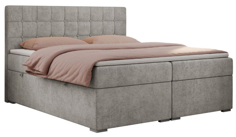 Łóżko kontynentalne MKS Meble CARMEN 140x200 H3 jasnoszary struktura 1szt.